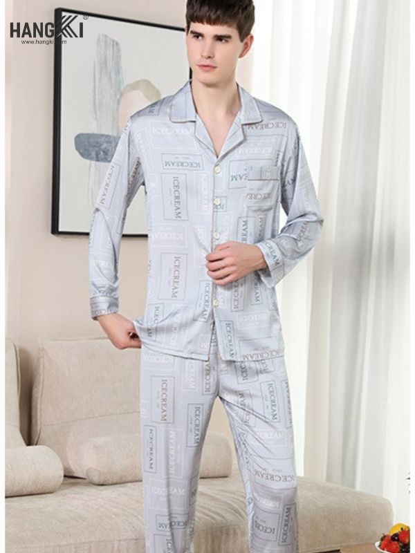 TD28 - Đồ Ngủ Pijama Nam Tay Dài Quần Dài Lụa