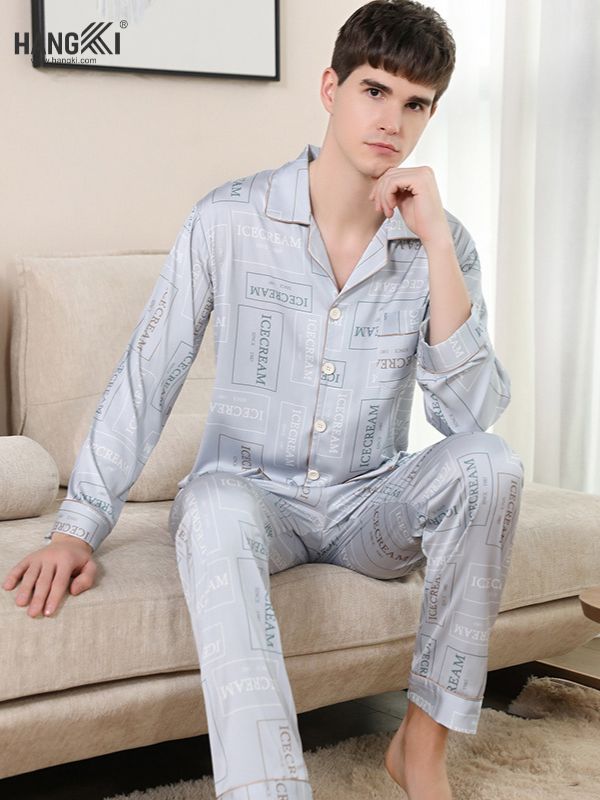 TD28 - Đồ Ngủ Pijama Nam Tay Dài Quần Dài Lụa