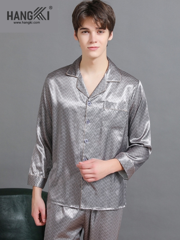 TD281 - Đồ Ngủ Pijama Nam Tay Dài Quần Dài Lụa