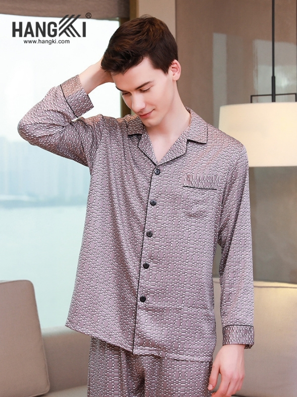 TD282 - Đồ Ngủ Pijama Nam Tay Dài Quần Dài Lụa