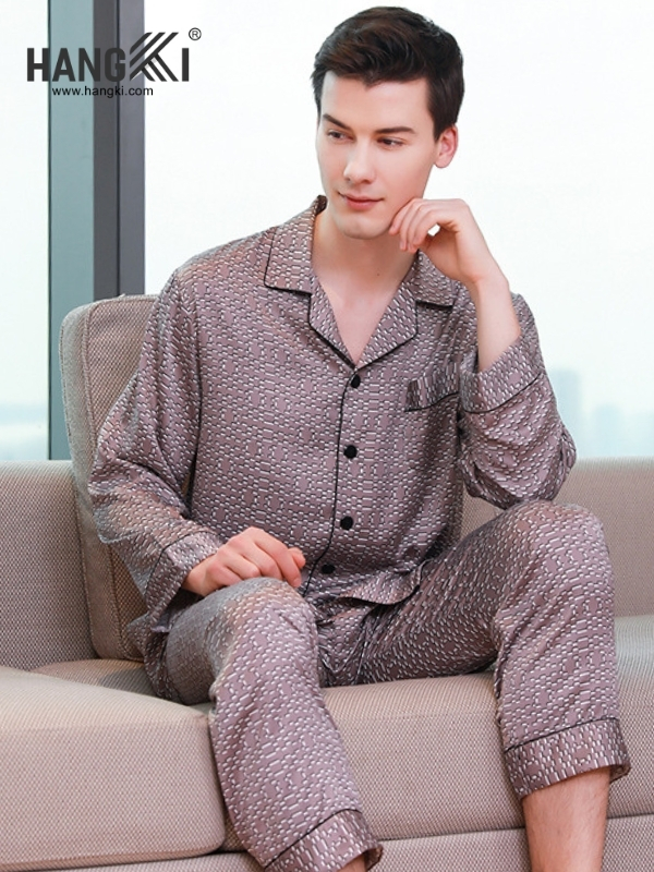 TD282 - Đồ Ngủ Pijama Nam Tay Dài Quần Dài Lụa