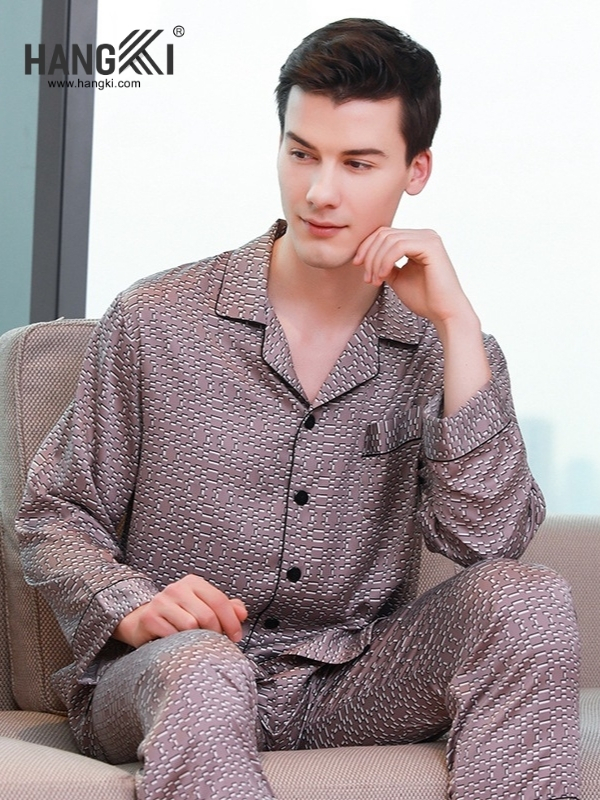TD282 - Đồ Ngủ Pijama Nam Tay Dài Quần Dài Lụa