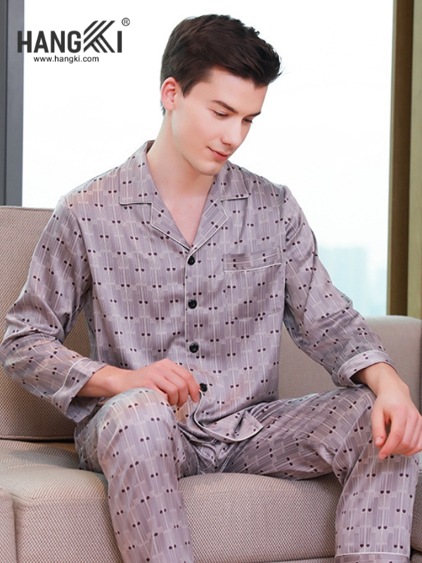 TD283 - Đồ Ngủ Pijama Nam Tay Dài Quần Dài Lụa