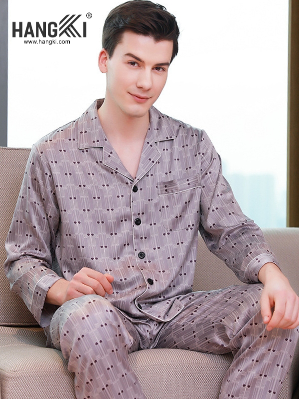 TD283 - Đồ Ngủ Pijama Nam Tay Dài Quần Dài Lụa