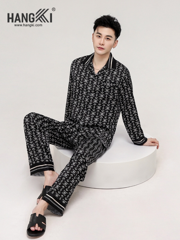 TD285 - Đồ Ngủ Pijama Nam Tay Dài Quần Dài Lụa