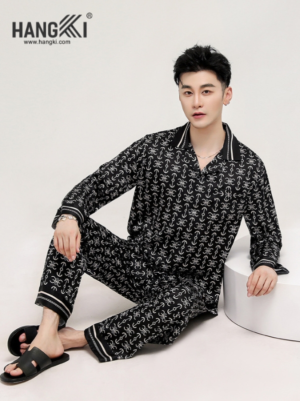 TD285 - Đồ Ngủ Pijama Nam Tay Dài Quần Dài Lụa