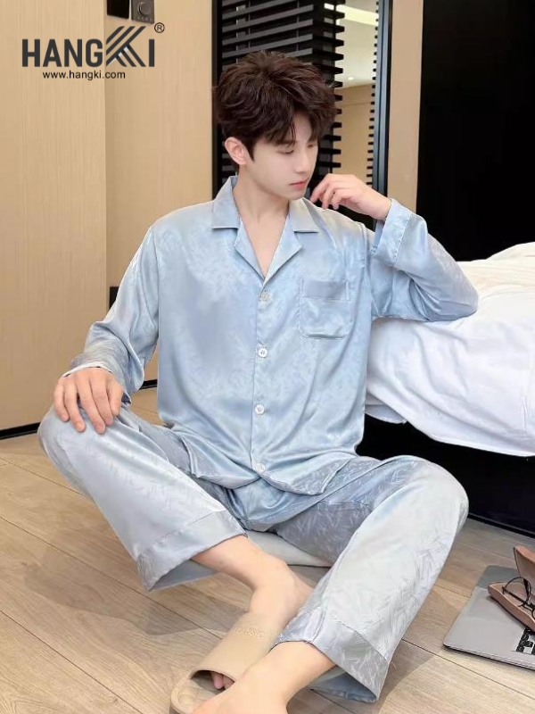 TD286 - Đồ Ngủ Pijama Nam Tay Dài Quần Dài Lụa