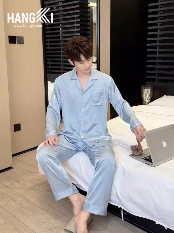 TD286 - Đồ Ngủ Pijama Nam Tay Dài Quần Dài Lụa