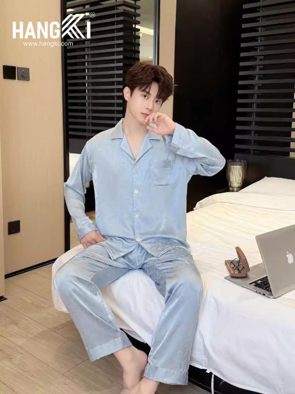 TD286 - Đồ Ngủ Pijama Nam Tay Dài Quần Dài Lụa