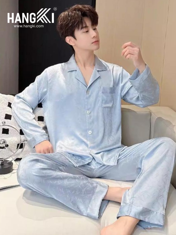 TD286 - Đồ Ngủ Pijama Nam Tay Dài Quần Dài Lụa