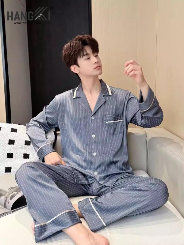 TD287 - Đồ Ngủ Pijama Nam Tay Dài Quần Dài Lụa
