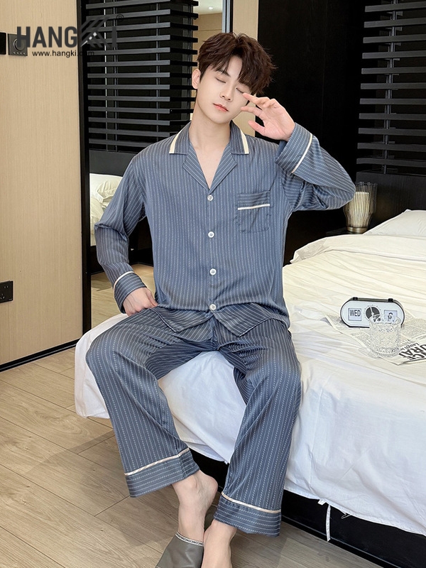 TD287 - Đồ Ngủ Pijama Nam Tay Dài Quần Dài Lụa