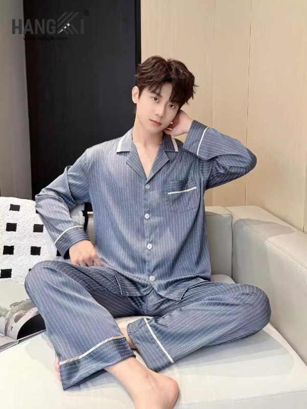 TD287 - Đồ Ngủ Pijama Nam Tay Dài Quần Dài Lụa