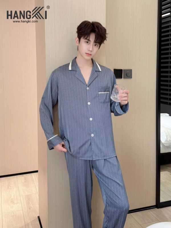 TD287 - Đồ Ngủ Pijama Nam Tay Dài Quần Dài Lụa