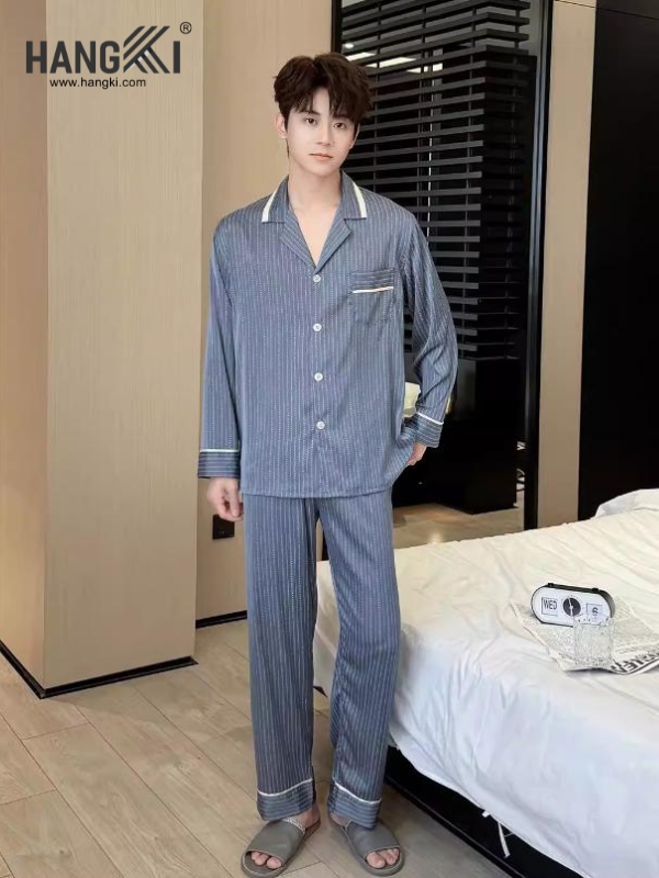 TD287 - Đồ Ngủ Pijama Nam Tay Dài Quần Dài Lụa