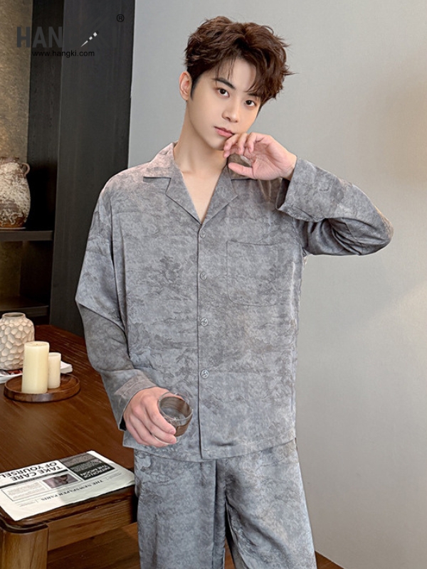TD288 - Đồ Ngủ Pijama Nam Tay Dài Quần Dài Lụa