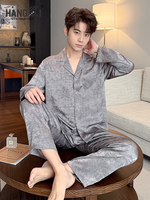 TD288 - Đồ Ngủ Pijama Nam Tay Dài Quần Dài Lụa