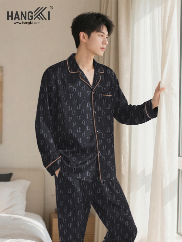 TD289 - Đồ Ngủ Pijama Nam Tay Dài Quần Dài Lụa