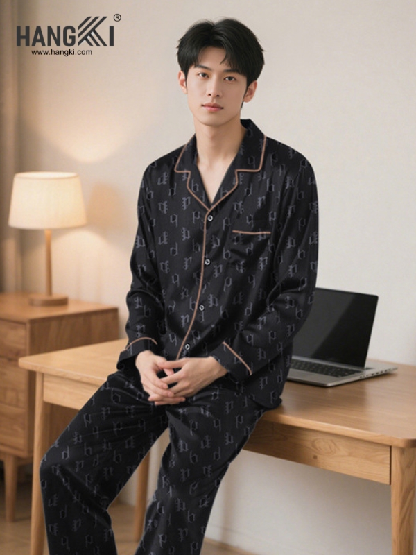 TD289 - Đồ Ngủ Pijama Nam Tay Dài Quần Dài Lụa