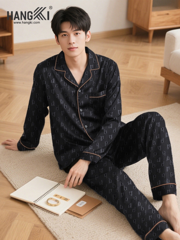 TD289 - Đồ Ngủ Pijama Nam Tay Dài Quần Dài Lụa
