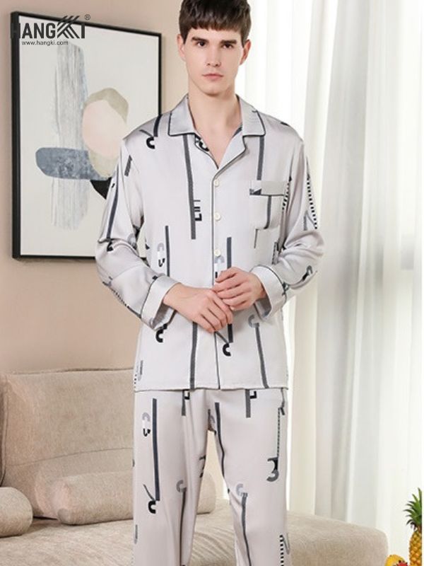 TD29 - Đồ Ngủ Pijama Nam Tay Dài Quần Dài Lụa