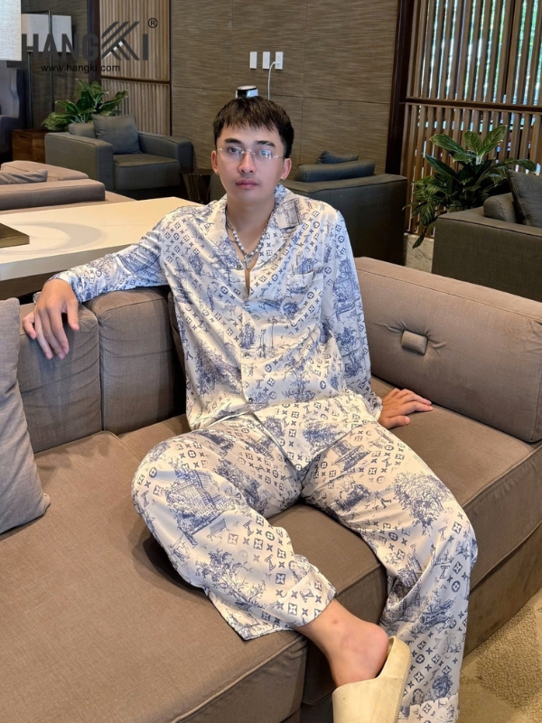 TD291 - Đồ Ngủ Pijama Nam Tay Dài Quần Dài Lụa