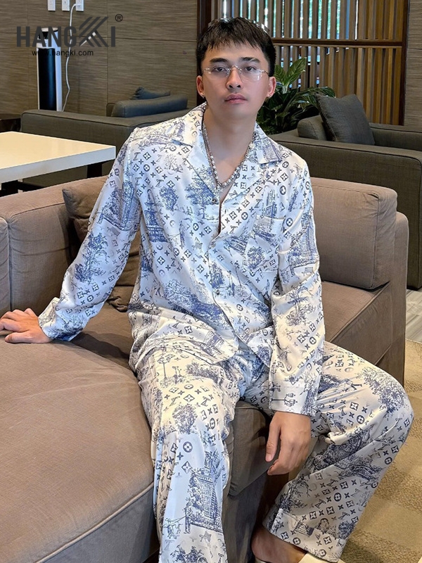 TD291 - Đồ Ngủ Pijama Nam Tay Dài Quần Dài Lụa