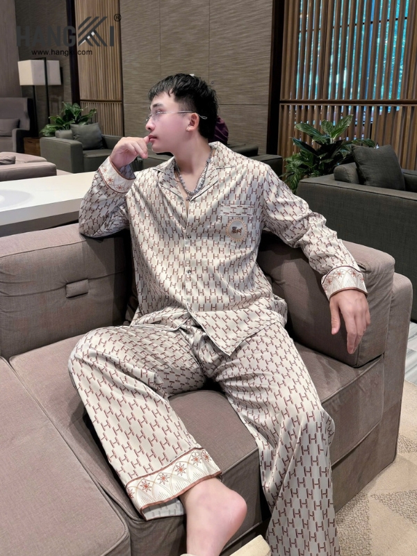 TD292 - Đồ Ngủ Pijama Nam Tay Dài Quần Dài Lụa