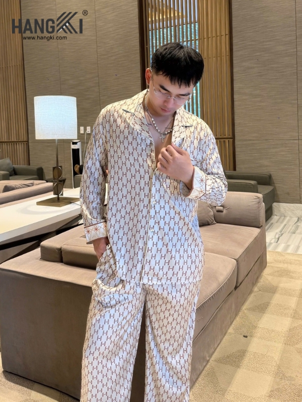 TD292 - Đồ Ngủ Pijama Nam Tay Dài Quần Dài Lụa