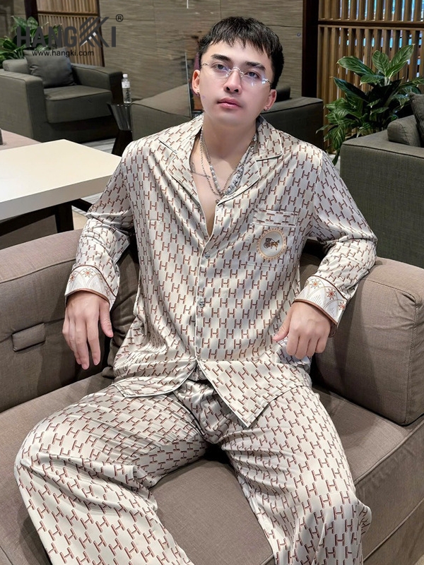 TD292 - Đồ Ngủ Pijama Nam Tay Dài Quần Dài Lụa