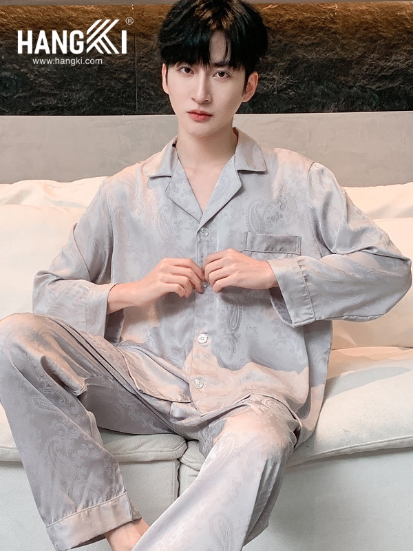 TD296 - Đồ Ngủ Pijama Nam Tay Dài Quần Dài Lụa