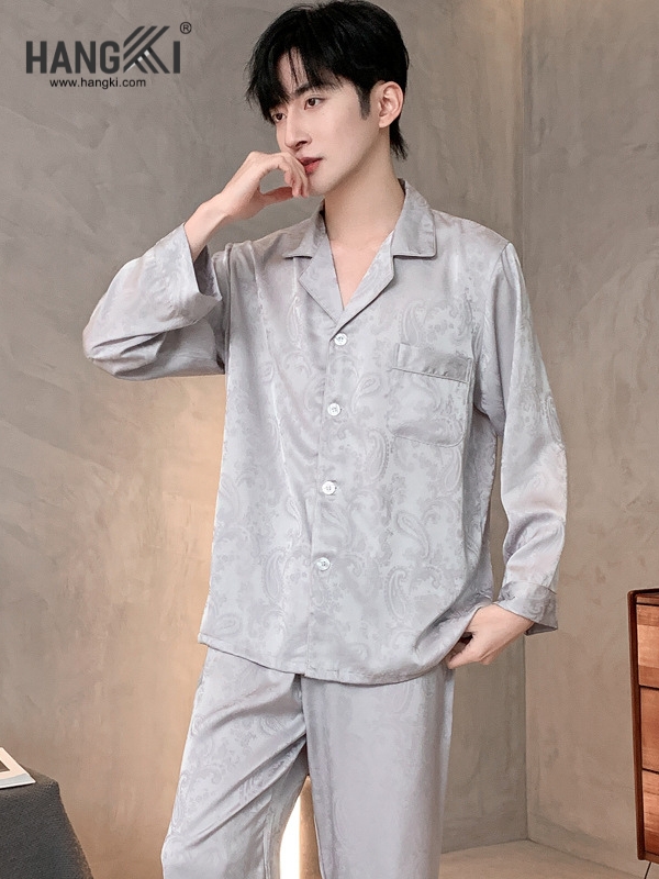 TD296 - Đồ Ngủ Pijama Nam Tay Dài Quần Dài Lụa