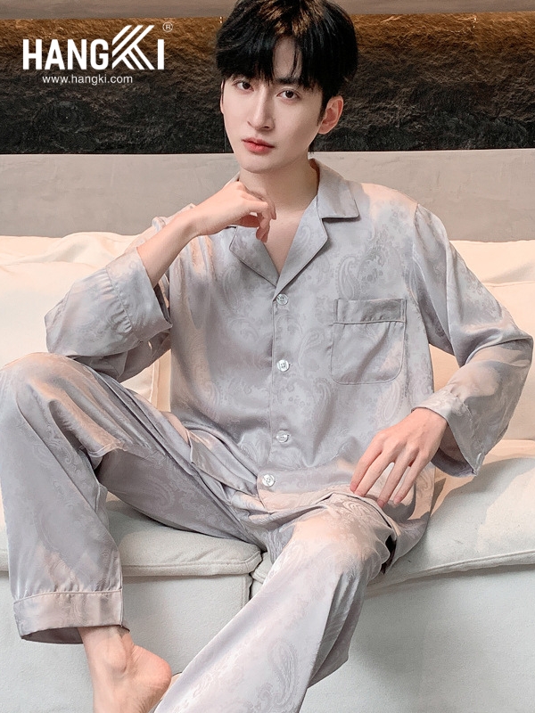 TD296 - Đồ Ngủ Pijama Nam Tay Dài Quần Dài Lụa