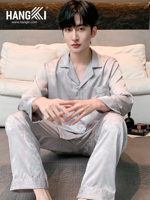 TD296 - Đồ Ngủ Pijama Nam Tay Dài Quần Dài Lụa