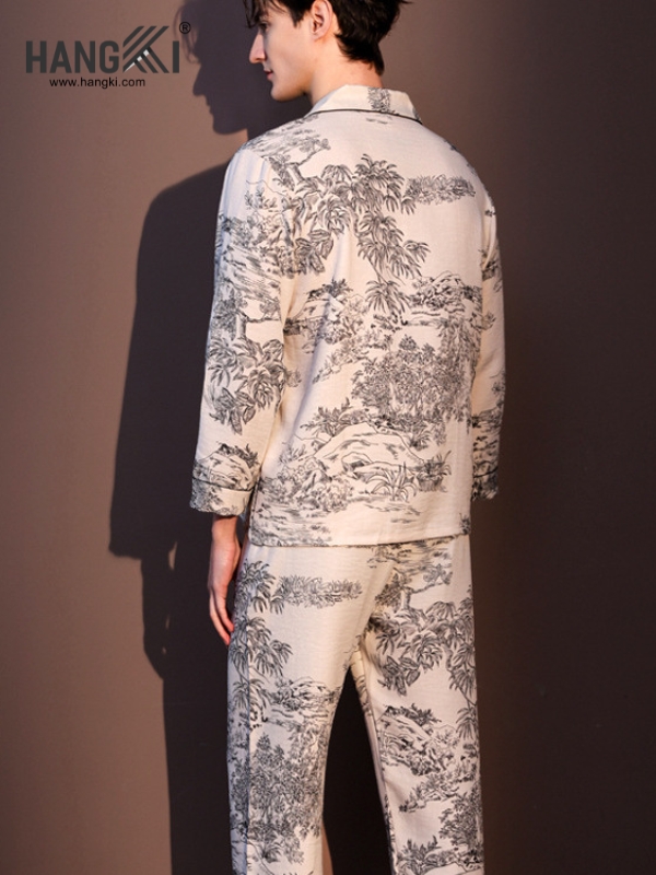 TD297 - Đồ Ngủ Pijama Nam Tay Dài Quần Dài Lụa