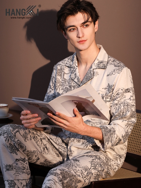 TD297 - Đồ Ngủ Pijama Nam Tay Dài Quần Dài Lụa