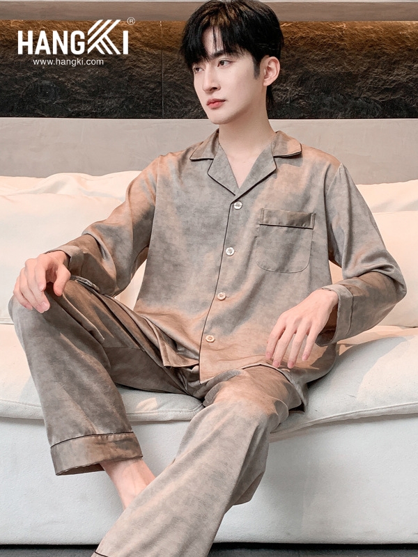 TD298 - Đồ Ngủ Pijama Nam Tay Dài Quần Dài Lụa