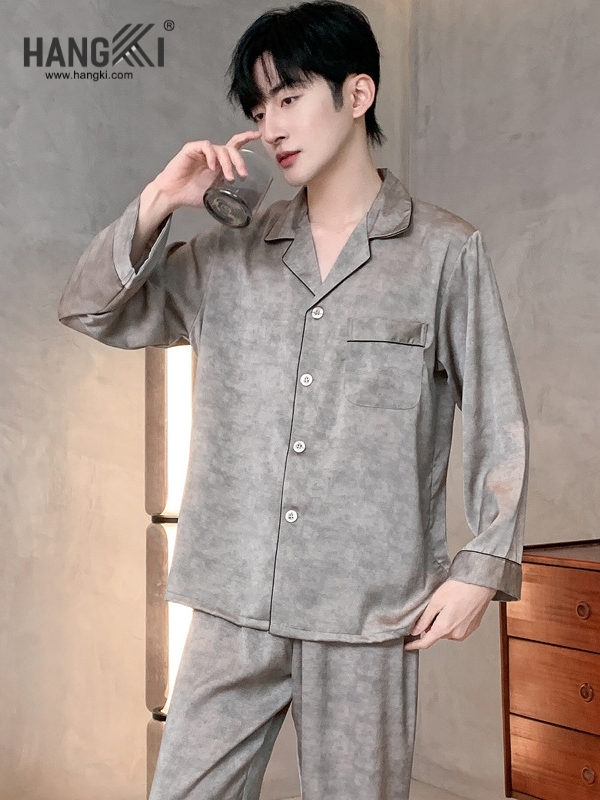 TD298 - Đồ Ngủ Pijama Nam Tay Dài Quần Dài Lụa