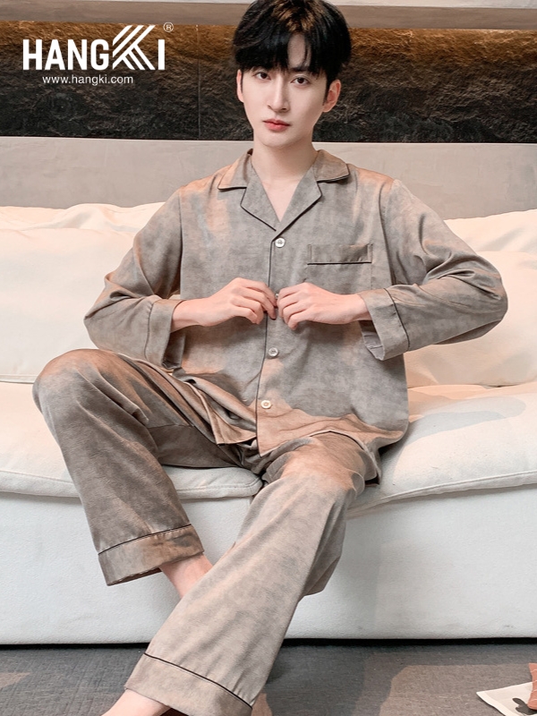 TD298 - Đồ Ngủ Pijama Nam Tay Dài Quần Dài Lụa