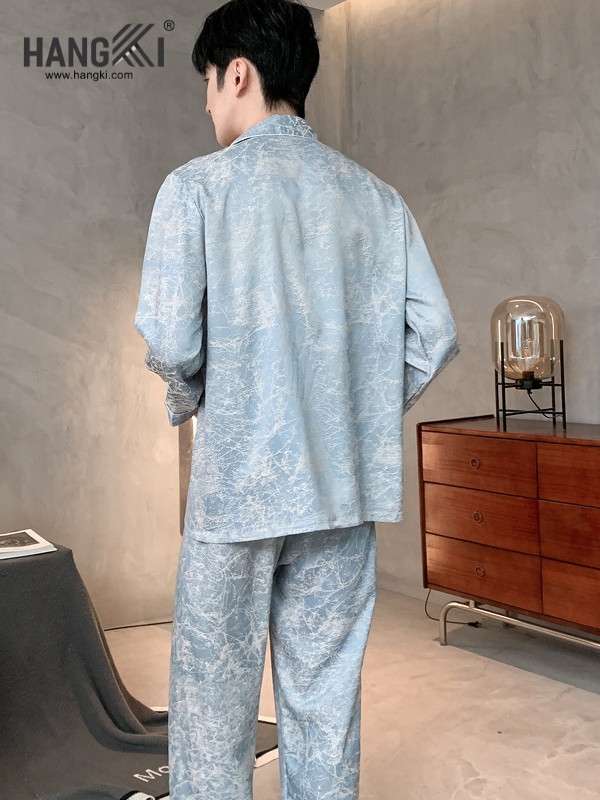 TD299 - Đồ Ngủ Pijama Nam Tay Dài Quần Dài Lụa
