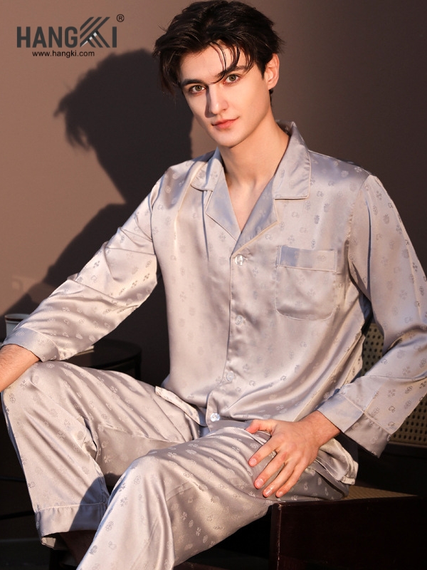 TD301 - Đồ Ngủ Pijama Nam Tay Dài Quần Dài Lụa