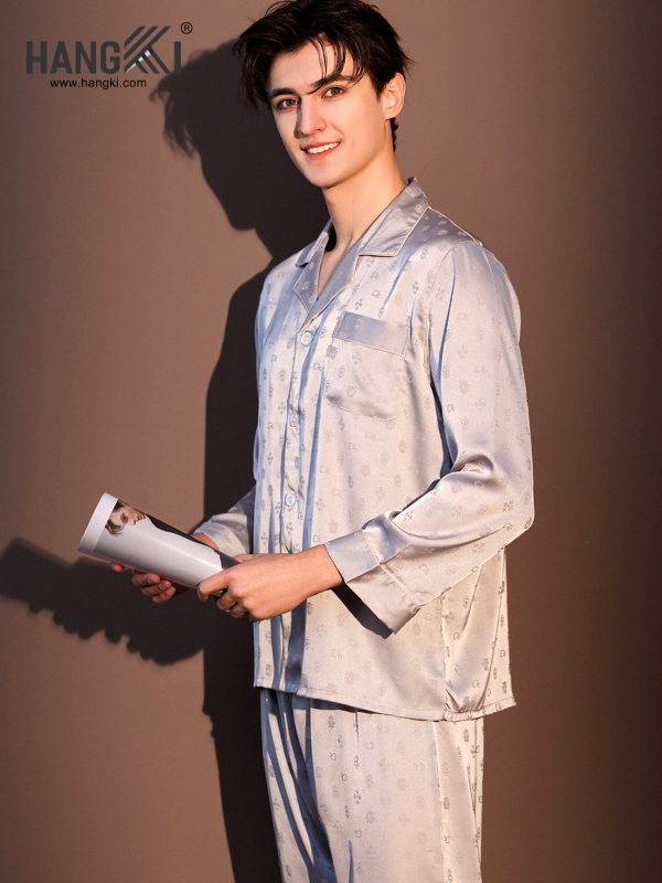 TD301 - Đồ Ngủ Pijama Nam Tay Dài Quần Dài Lụa