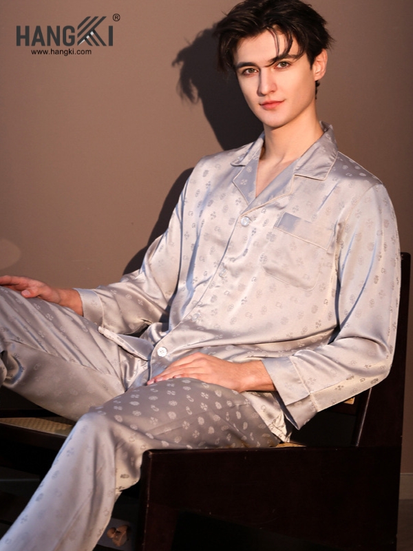 TD301 - Đồ Ngủ Pijama Nam Tay Dài Quần Dài Lụa
