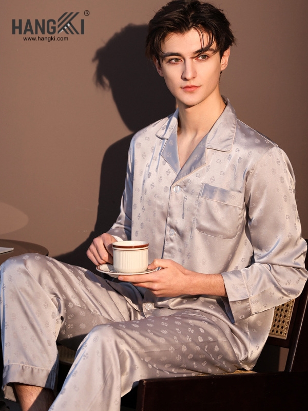 TD301 - Đồ Ngủ Pijama Nam Tay Dài Quần Dài Lụa
