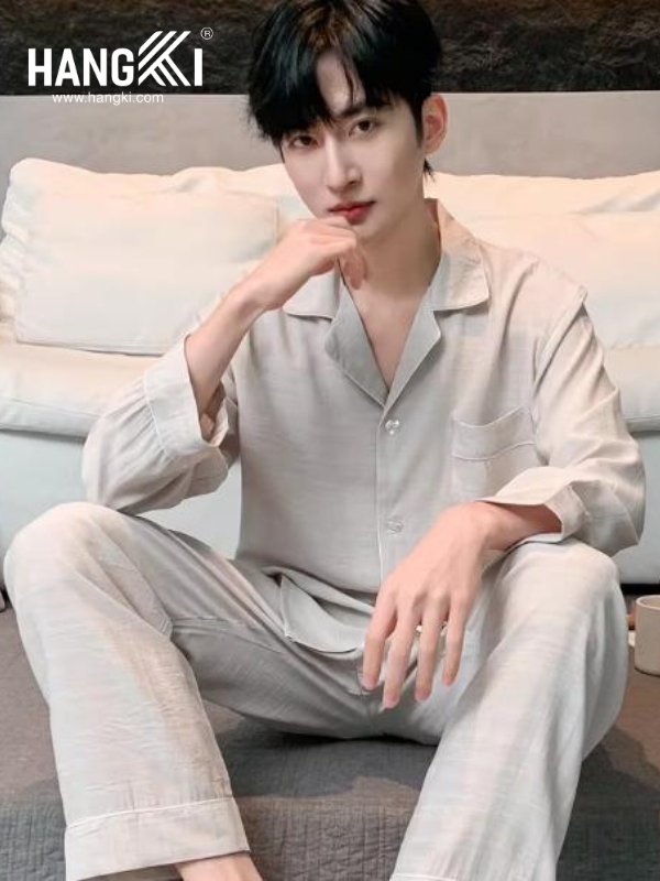 TD302 - Đồ Ngủ Pijama Nam Tay Dài Quần Dài Lụa