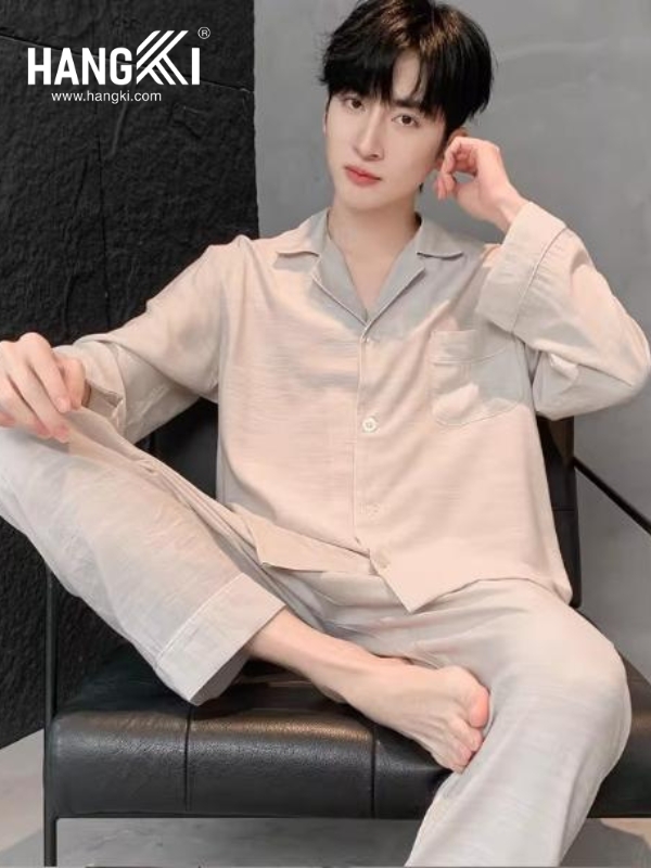 TD302 - Đồ Ngủ Pijama Nam Tay Dài Quần Dài Lụa