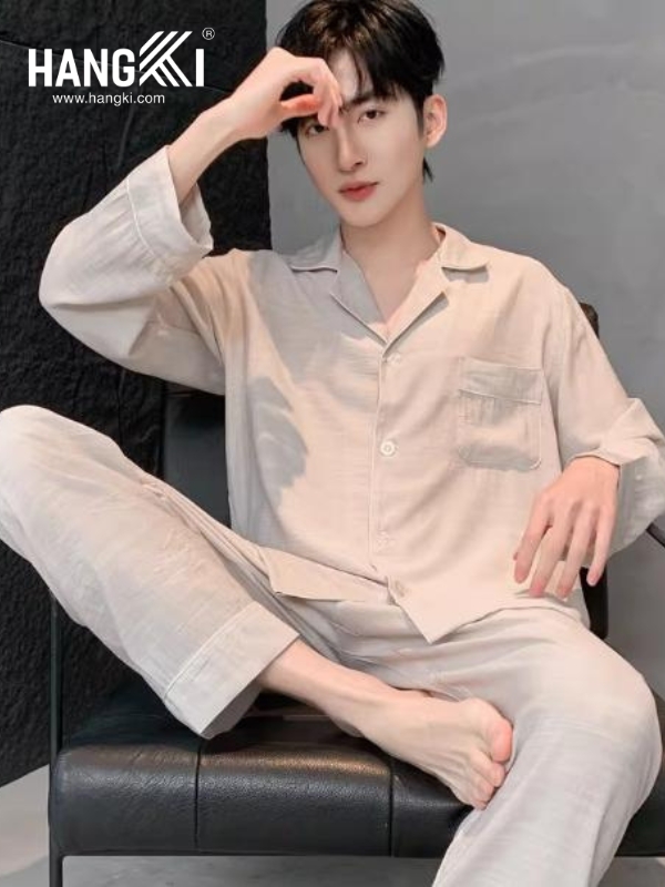 TD302 - Đồ Ngủ Pijama Nam Tay Dài Quần Dài Lụa