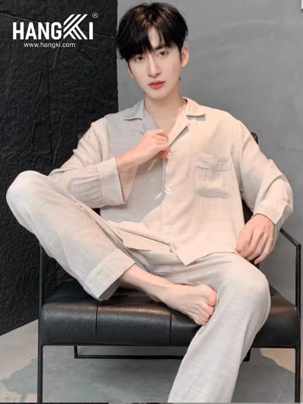 TD302 - Đồ Ngủ Pijama Nam Tay Dài Quần Dài Lụa