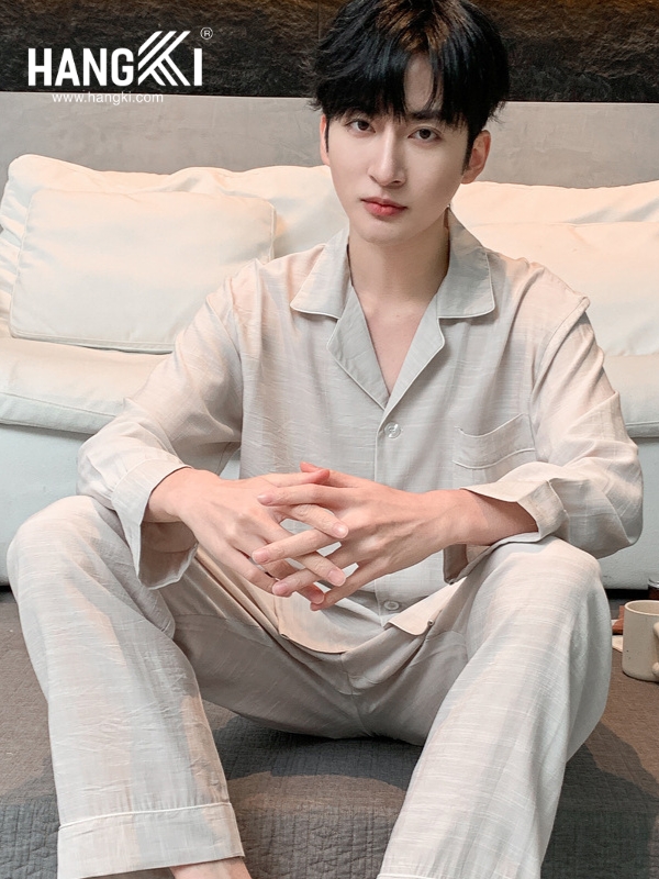 TD302 - Đồ Ngủ Pijama Nam Tay Dài Quần Dài Lụa