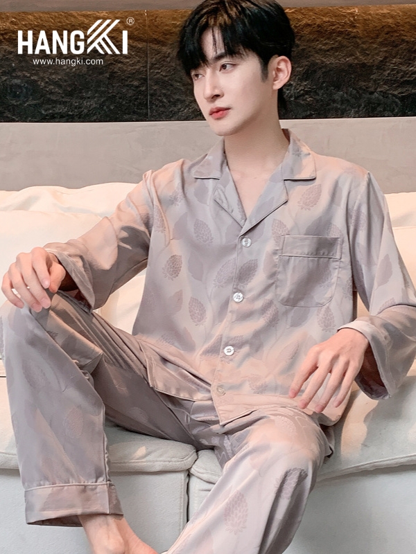 TD303 - Đồ Ngủ Pijama Nam Tay Dài Quần Dài Lụa